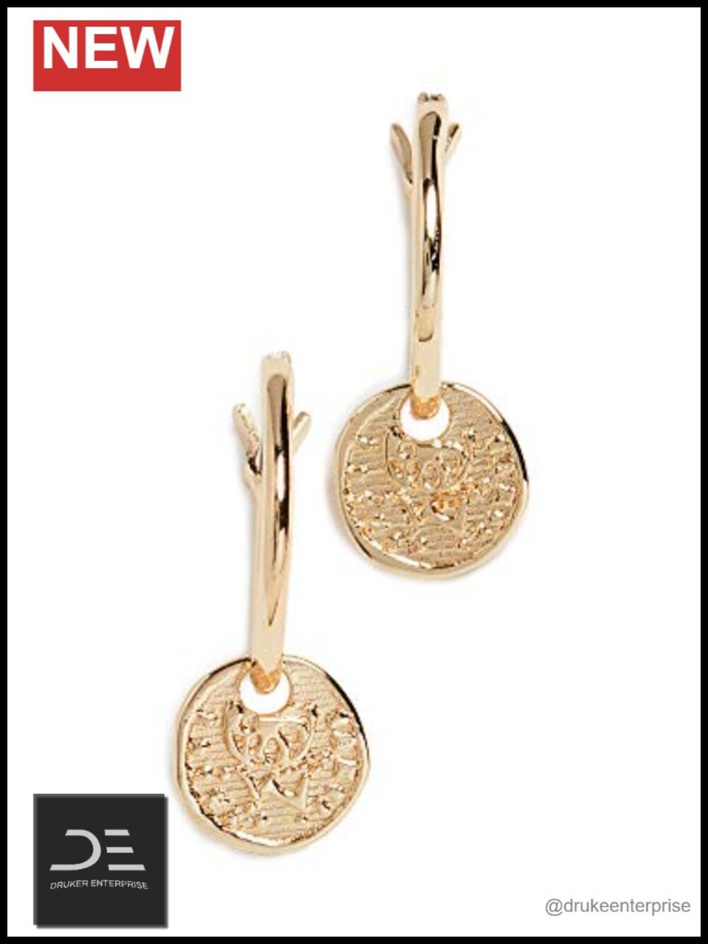 gorjana Ana Coin Huggie Earrings 18k Gold Plated Surgical Steel Hinge